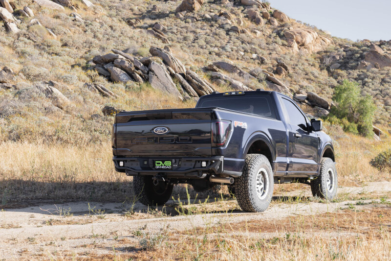 Ford F-150 Rear Bumper - DV8 Offroad - Tube design, Single exhaust models - Micro-texture black powder coat - `21-`26